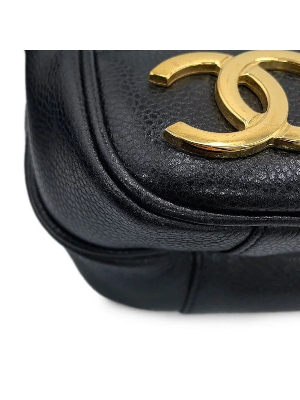 Chanel Chain Tote Triple CC Logo Caviar Leather Black